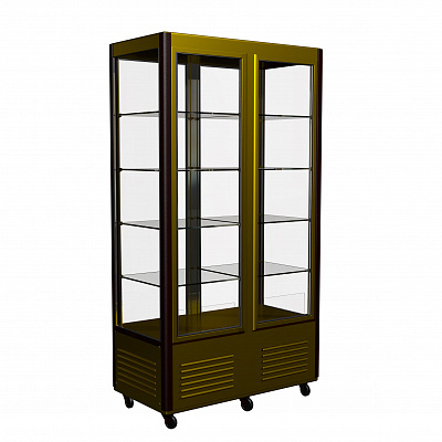 Шкаф холодильный D4 VM 800-1 (R800C Сarboma Люкс) (INOX, 4 дв,стекл полки)