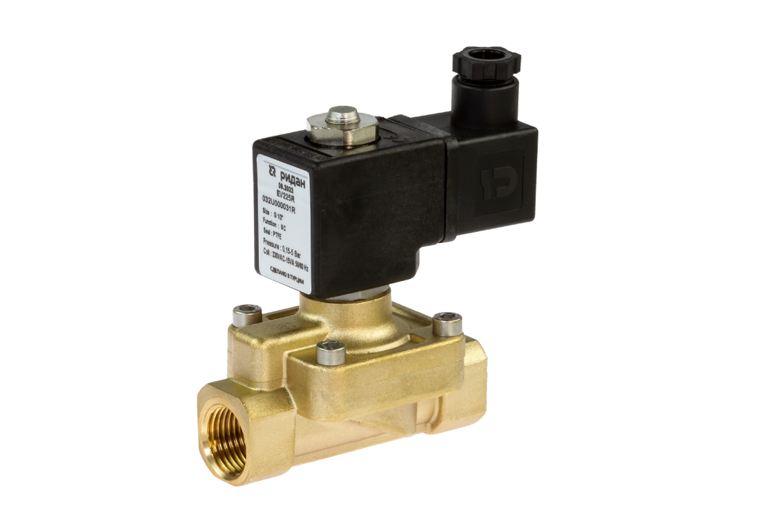 Клапан электромагнитный EV225R, G1/2, PTFE, нормально закрытый, 0,15…5 бар, с катушкой 24В, пост.ток