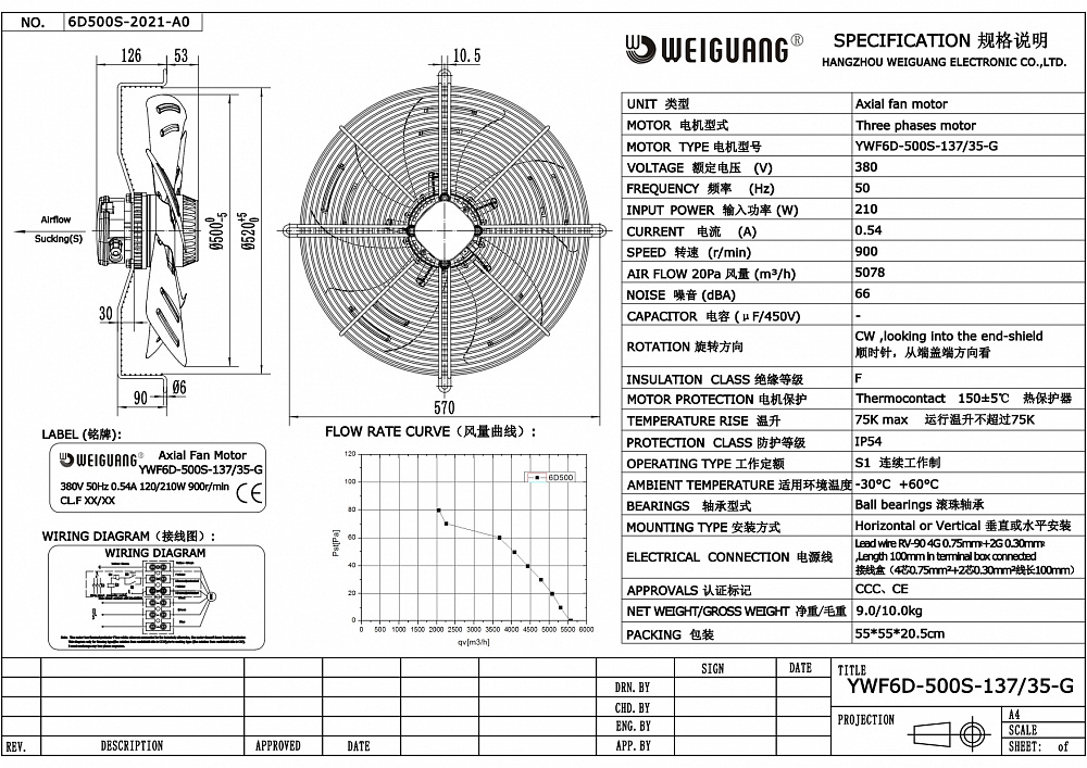 Вентилятор осевой YWF6D-500S-137/35-G