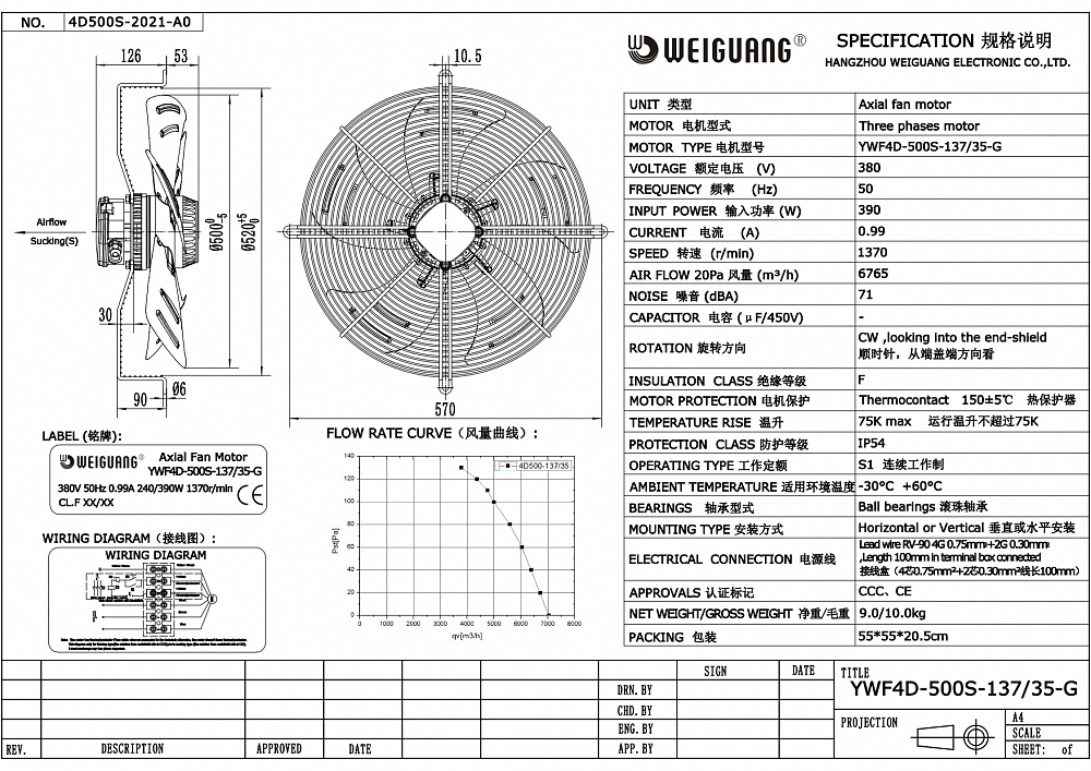 Вентилятор осевой YWF4D-500S-137/35-G