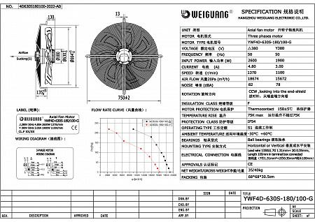 Вентилятор осевой YWF4D-630S-180/100-G
