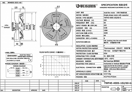 Вентилятор осевой YWF4E-400S-102/60-G