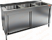 Стол нержавеющий закрытый купе с моечными ваннами  HICOLD  НСЗК3М-16/6Б